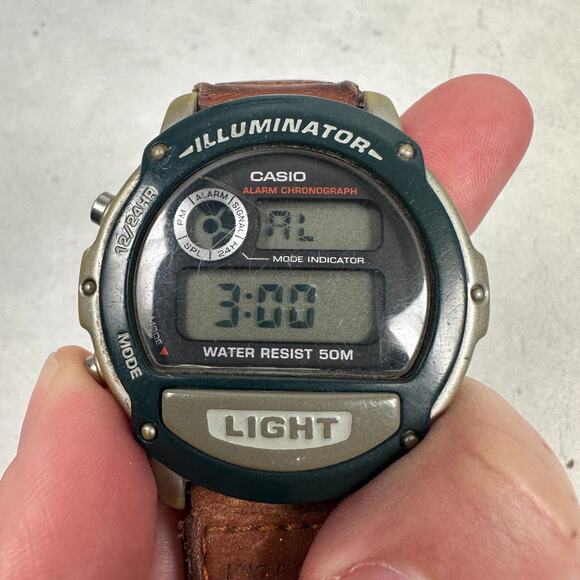 Casio Watch Mens 43mm Green Brown Illuminator Digital Sport New Battery READ - Picture 6 of 12